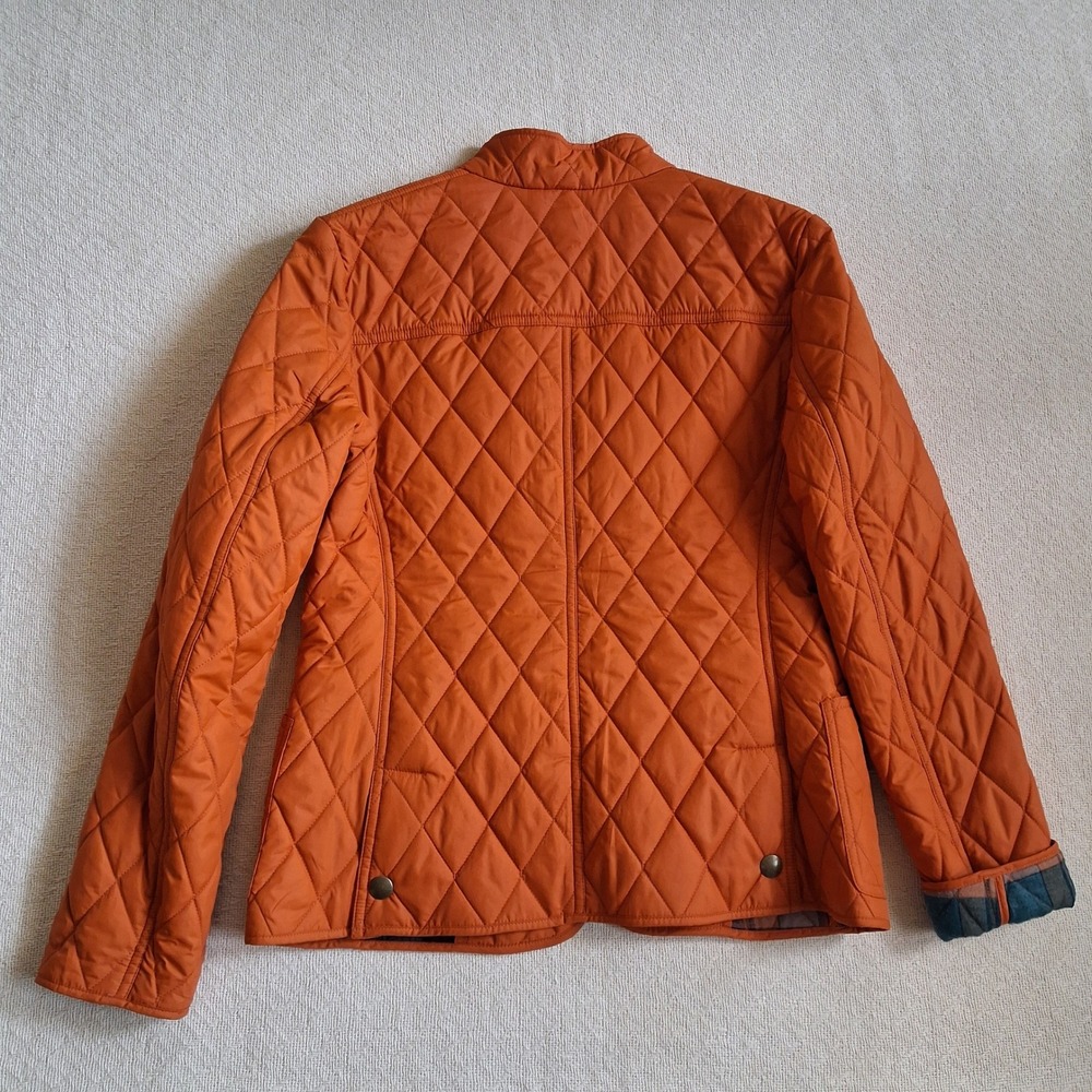 l.l. bean sig orange diamond quilted jacket plaid old money barn chore fall 2 - Picture 9 of 11